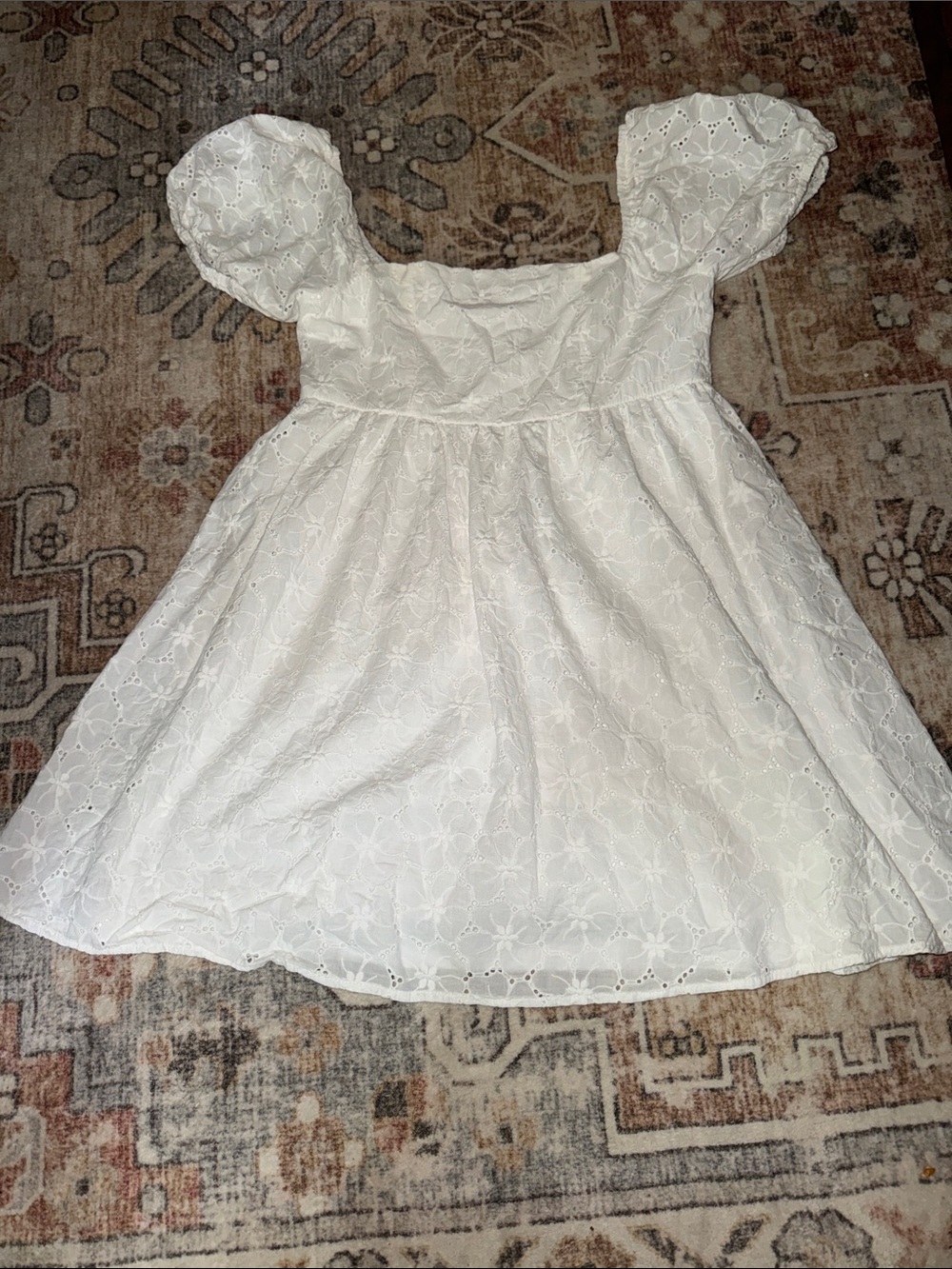 Altar'd State White Eyelet Puff Sleeve Mini Dress